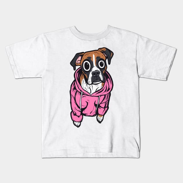 Boxer Dog Pink Hoodie Kids T-Shirt by turddemon